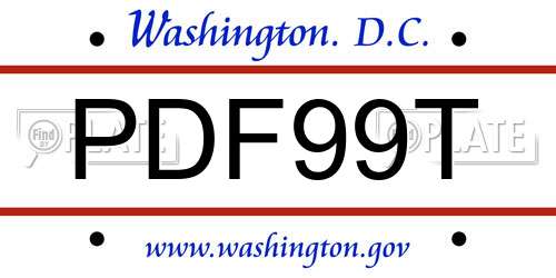 PDF99T District Of Columbia License Plate