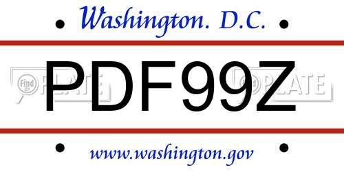 PDF99Z District Of Columbia License Plate