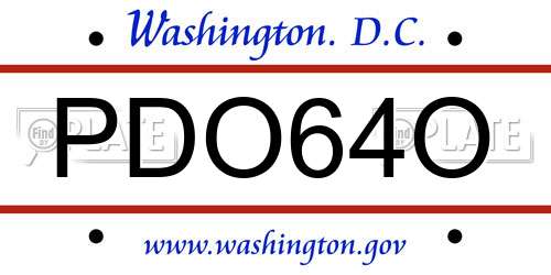 PDO64O District Of Columbia License Plate
