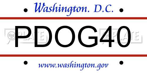 PDOG40 District Of Columbia License Plate