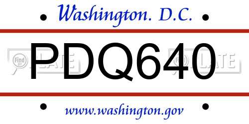 PDQ640 District Of Columbia License Plate