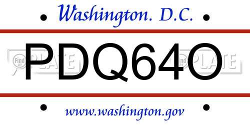 PDQ64O District Of Columbia License Plate