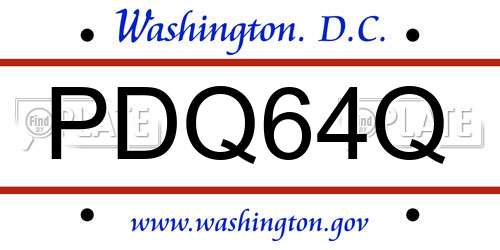 PDQ64Q District Of Columbia License Plate