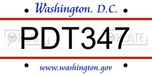 PDT347 District Of Columbia License Plate