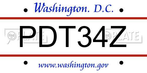 PDT34Z District Of Columbia License Plate