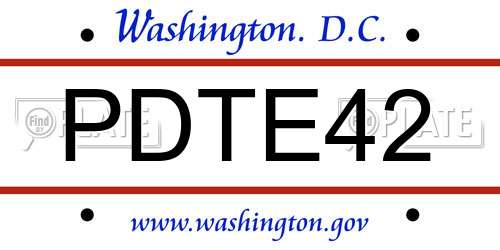 PDTE42 District Of Columbia License Plate