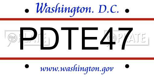 PDTE47 District Of Columbia License Plate