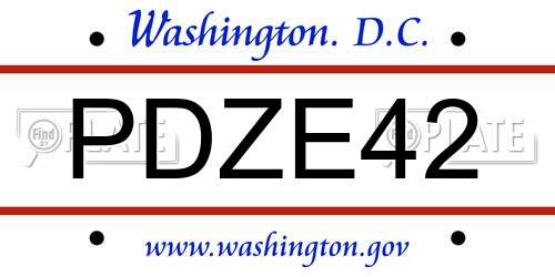 PDZE42 District Of Columbia License Plate
