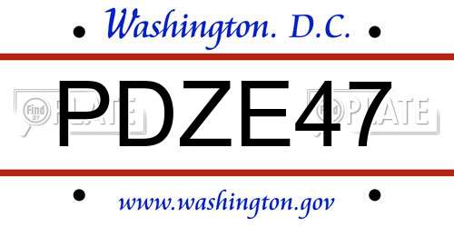 PDZE47 District Of Columbia License Plate