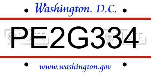 PE2G334 District Of Columbia License Plate
