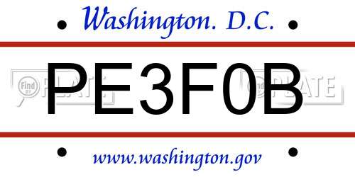 PE3F0B District Of Columbia License Plate
