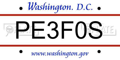 PE3F0S District Of Columbia License Plate