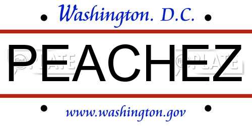 PEACHEZ District Of Columbia License Plate