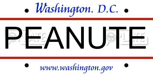 PEANUTE District Of Columbia License Plate