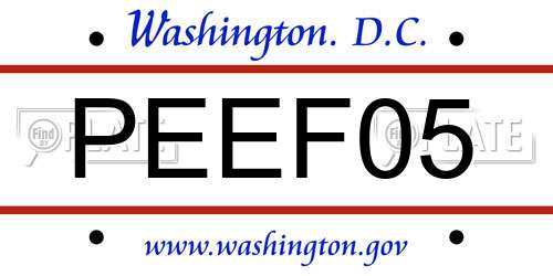 PEEF05 District Of Columbia License Plate