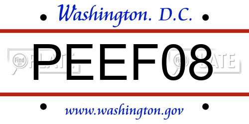 PEEF08 District Of Columbia License Plate