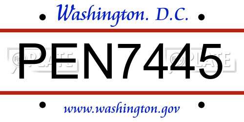 PEN7445 District Of Columbia License Plate