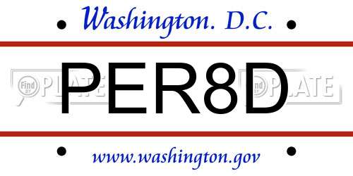 PER8D District Of Columbia License Plate