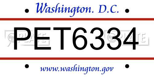 PET6334 District Of Columbia License Plate