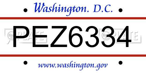 PEZ6334 District Of Columbia License Plate