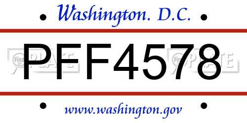 PFF4578 District Of Columbia License Plate