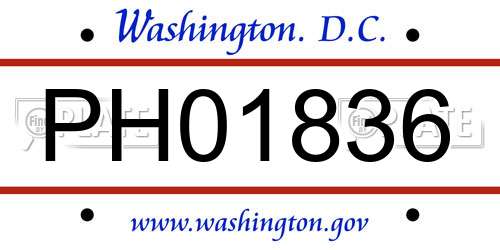 PH01836 District Of Columbia License Plate