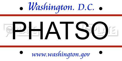 PHATSO District Of Columbia License Plate