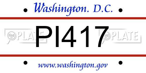 PI417 District Of Columbia License Plate