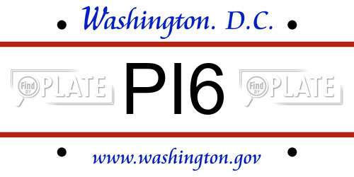 PI6 District Of Columbia License Plate