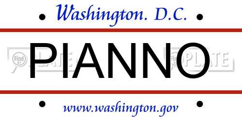 PIANNO District Of Columbia License Plate