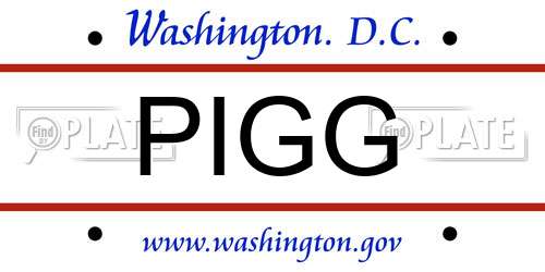 PIGG District Of Columbia License Plate