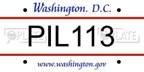 PIL113 District Of Columbia License Plate