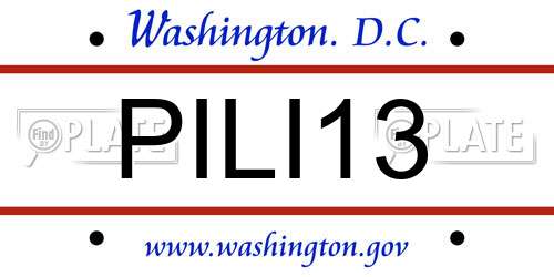 PILI13 District Of Columbia License Plate