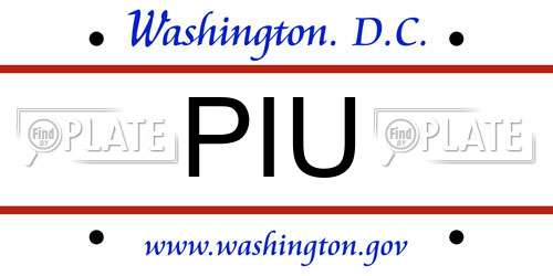 PIU District Of Columbia License Plate