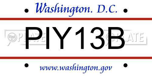 PIY13B District Of Columbia License Plate