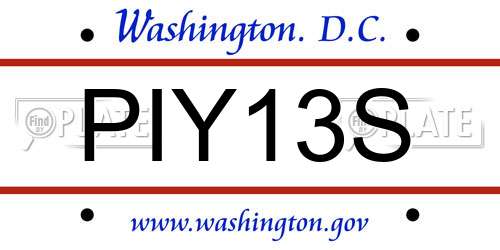 PIY13S District Of Columbia License Plate
