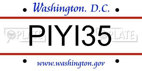 PIYI35 District Of Columbia License Plate