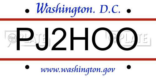 PJ2HOO District Of Columbia License Plate