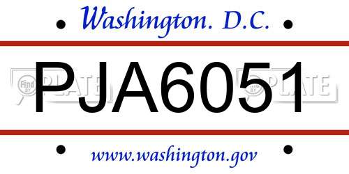 PJA6051 District Of Columbia License Plate