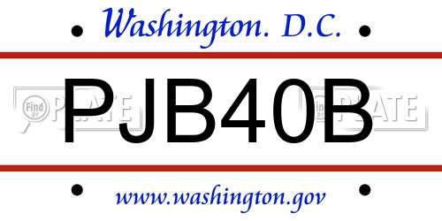 PJB40B District Of Columbia License Plate