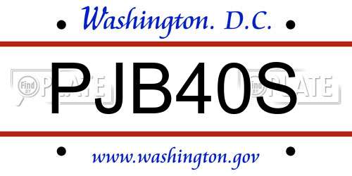 PJB40S District Of Columbia License Plate