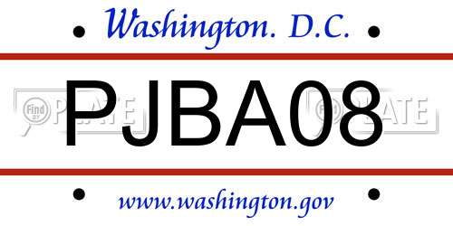 PJBA08 District Of Columbia License Plate