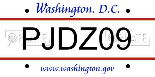 PJDZ09 District Of Columbia License Plate