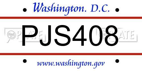 PJS408 District Of Columbia License Plate