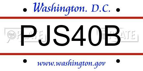 PJS40B District Of Columbia License Plate