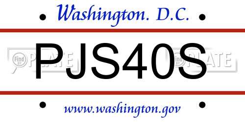 PJS40S District Of Columbia License Plate