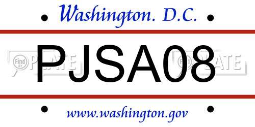 PJSA08 District Of Columbia License Plate