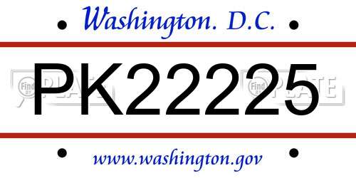 PK22225 District Of Columbia License Plate