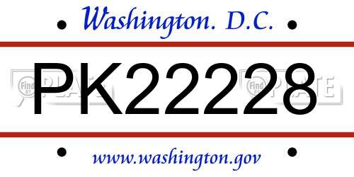 PK22228 District Of Columbia License Plate