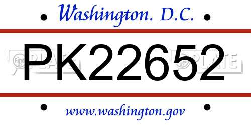 PK22652 District Of Columbia License Plate